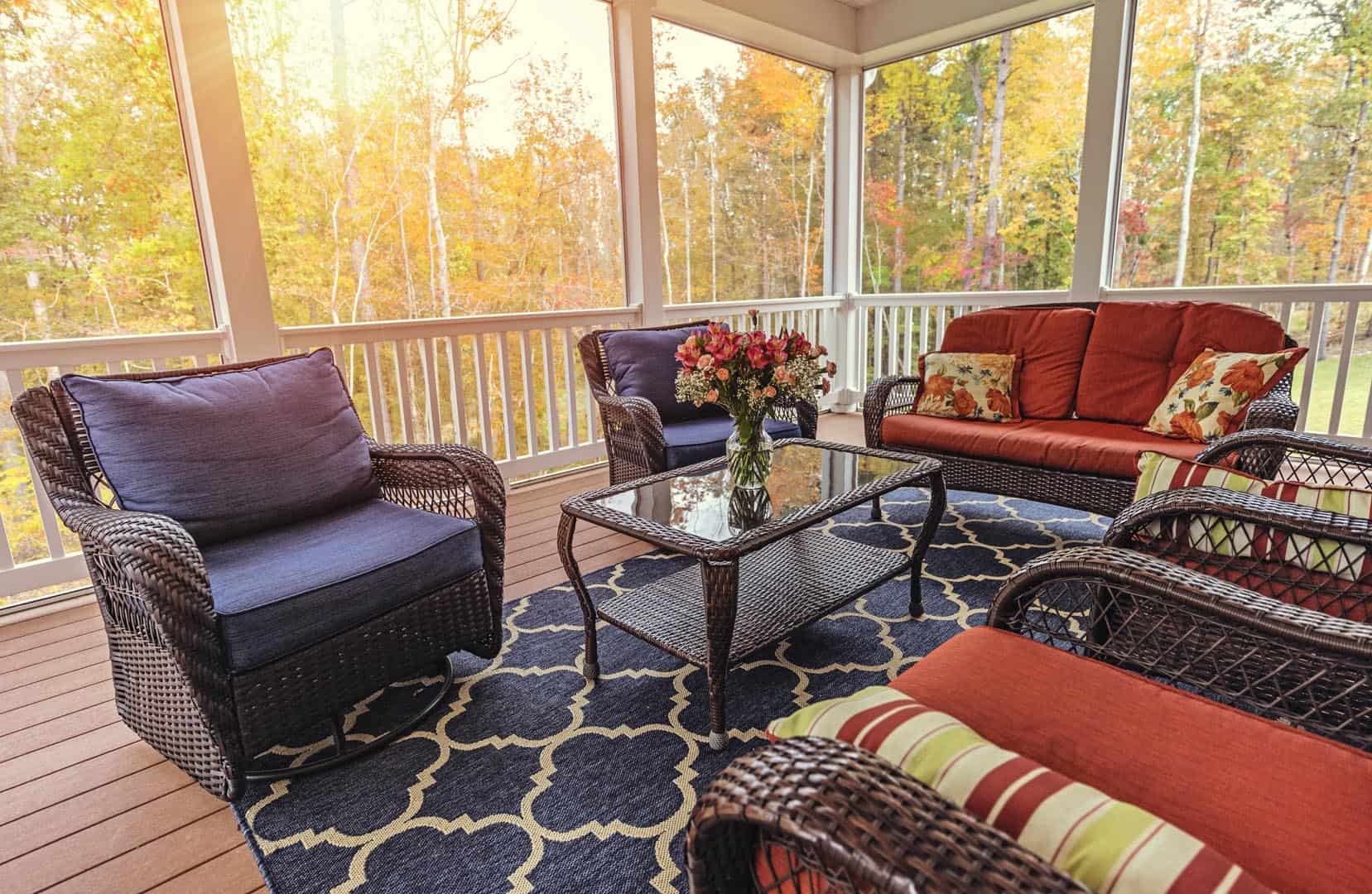 Beautiful screened in porch during the fall